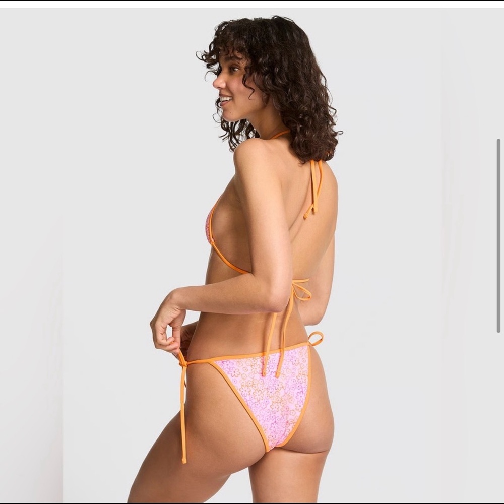Frankies Bikinis Victoria's Secret PINK Pink and Orange Neon Floral BOTTOM